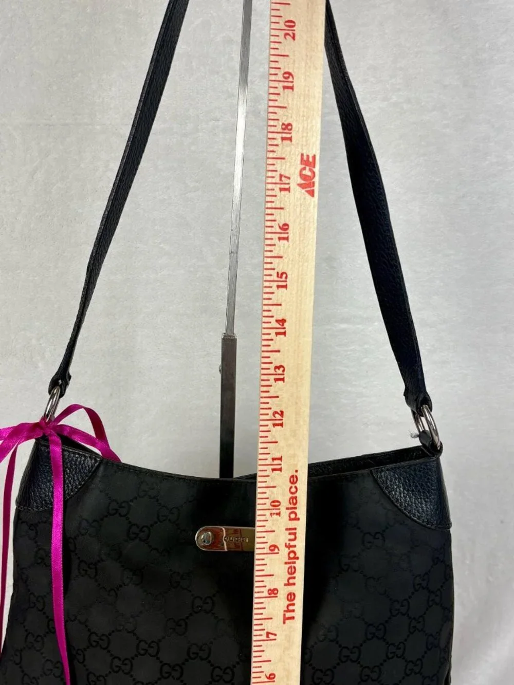 Gucci Vintage Black Monogram GG Canvas Hobo Shoulder Bag
